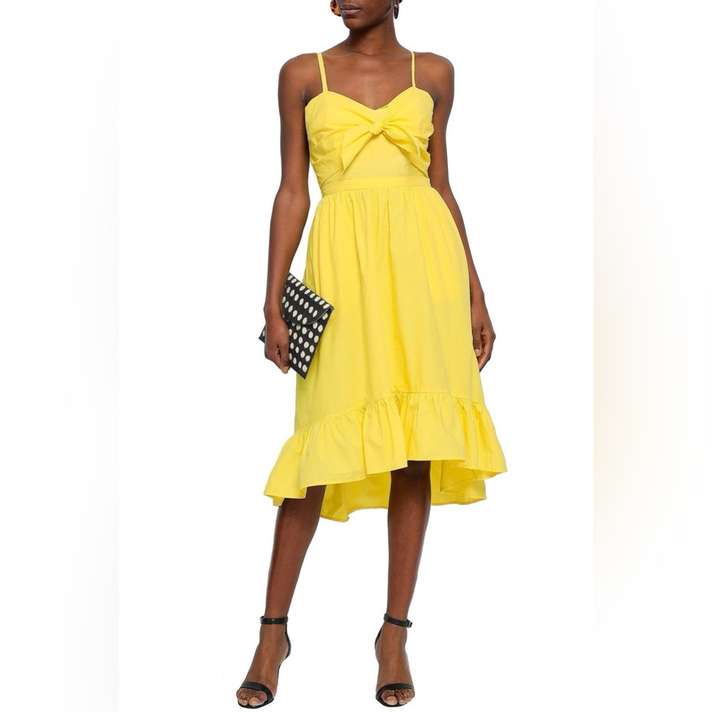 Clorinda Ruffle-Hem High-Low Cotton Sun Dress Pineapple Yellow Dress Size 2 $288